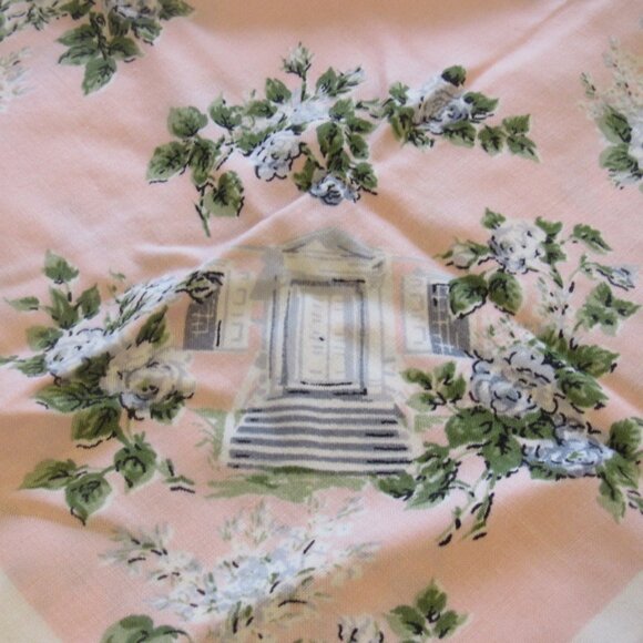 Vintage Leacock Prints Pink 6 Gray Doorways Bridge Table Cloth,  35" x 35"  J123 - Picture 2 of 8